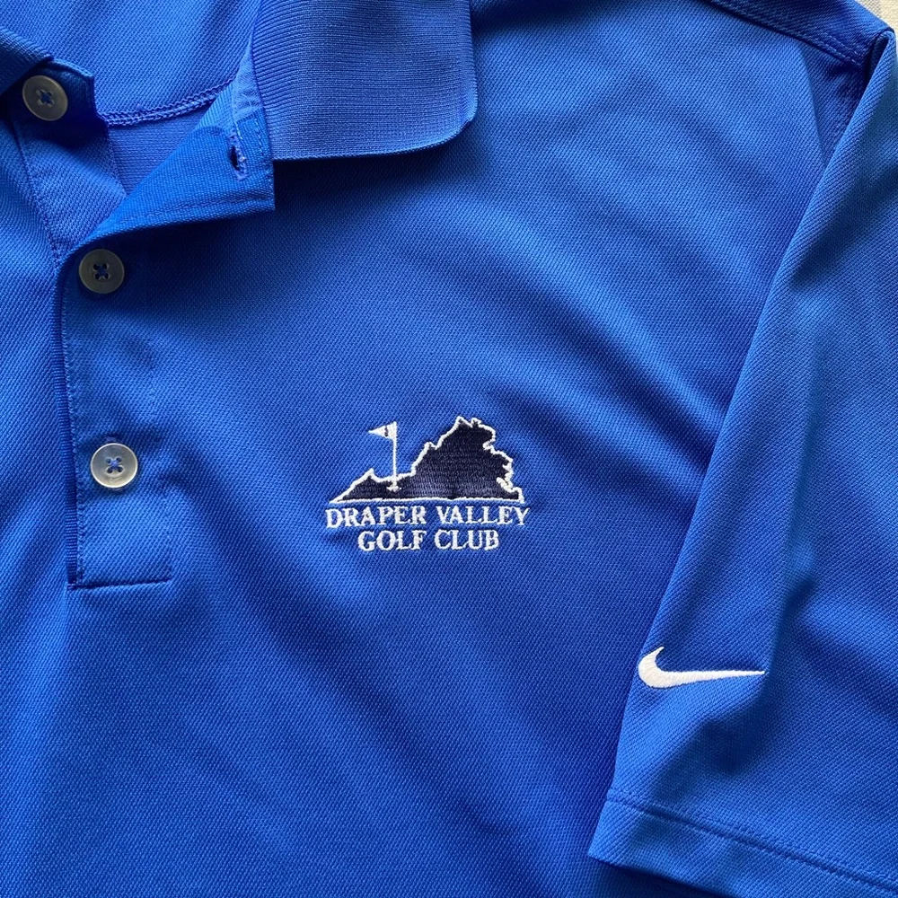 Nike Draper Valley Golf Club Blue Polo‎ Shirt w Nikefit Dry Technology Men Large